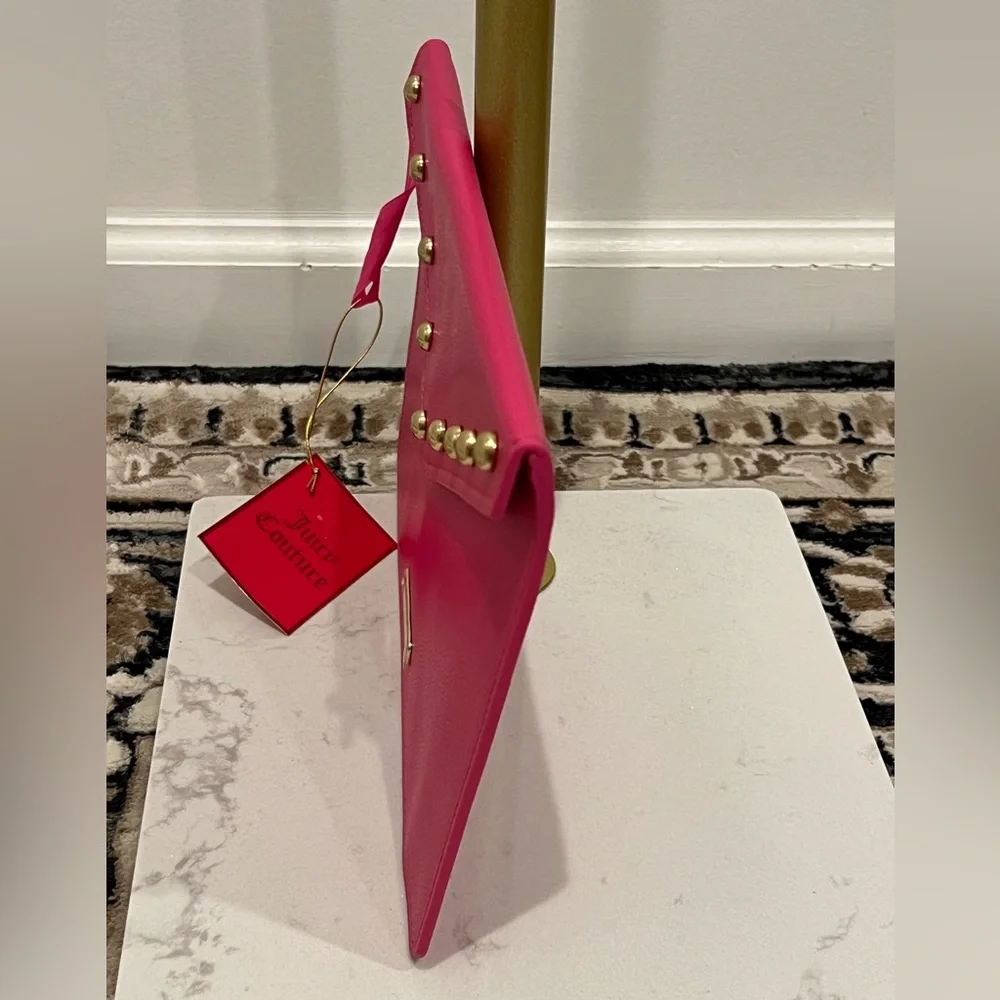 Juicy Couture Vibrant Pink Envelope Clutch with Gold Accents - Picture 5 of 5